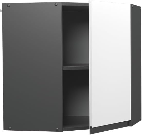 Vicco Eckhängeschrank R-Line, Weiss/Anthrazit, 57 cm J-Shape Weiss Eckhängeschrank 57 cm, Weiss Eckh