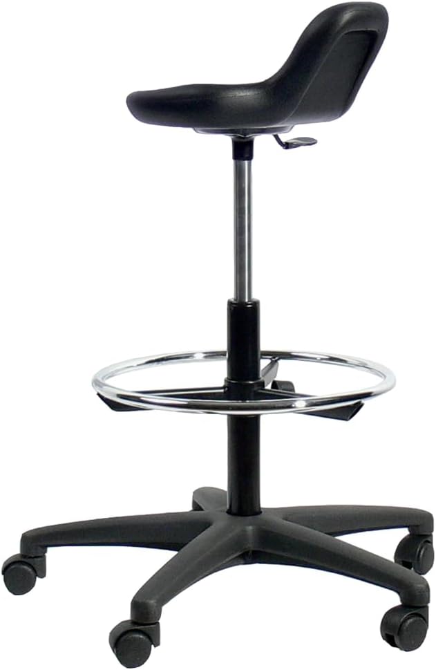 Topsit IND04 Arbeitsdrehhocker aus PU, Hocker mit Stehhilfe, höhenverstellbar und leicht zu reinigen