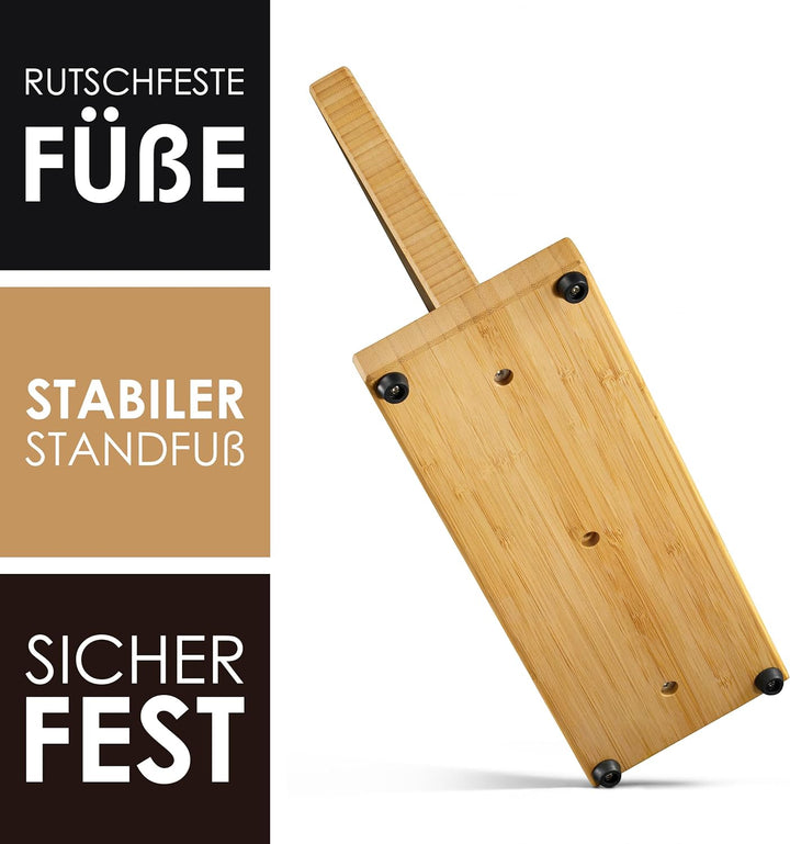 LARHN Messerblock Magnetisch Holz aus Bambus für bis zu 23 cm Messer - Extrastarker Doppelseitiger M