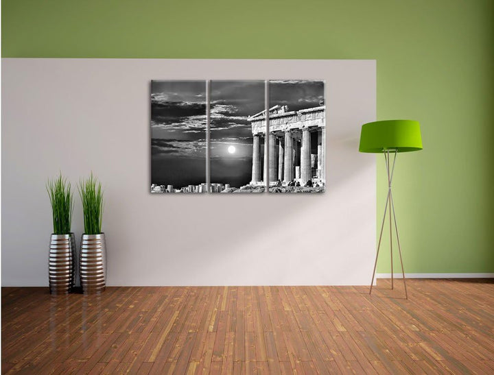 Pixxprint Tempel der Athene als Leinwandbild/Grösse: 3 Teilig (120x80) cm/Wandbild/Kunstdruck/fertig