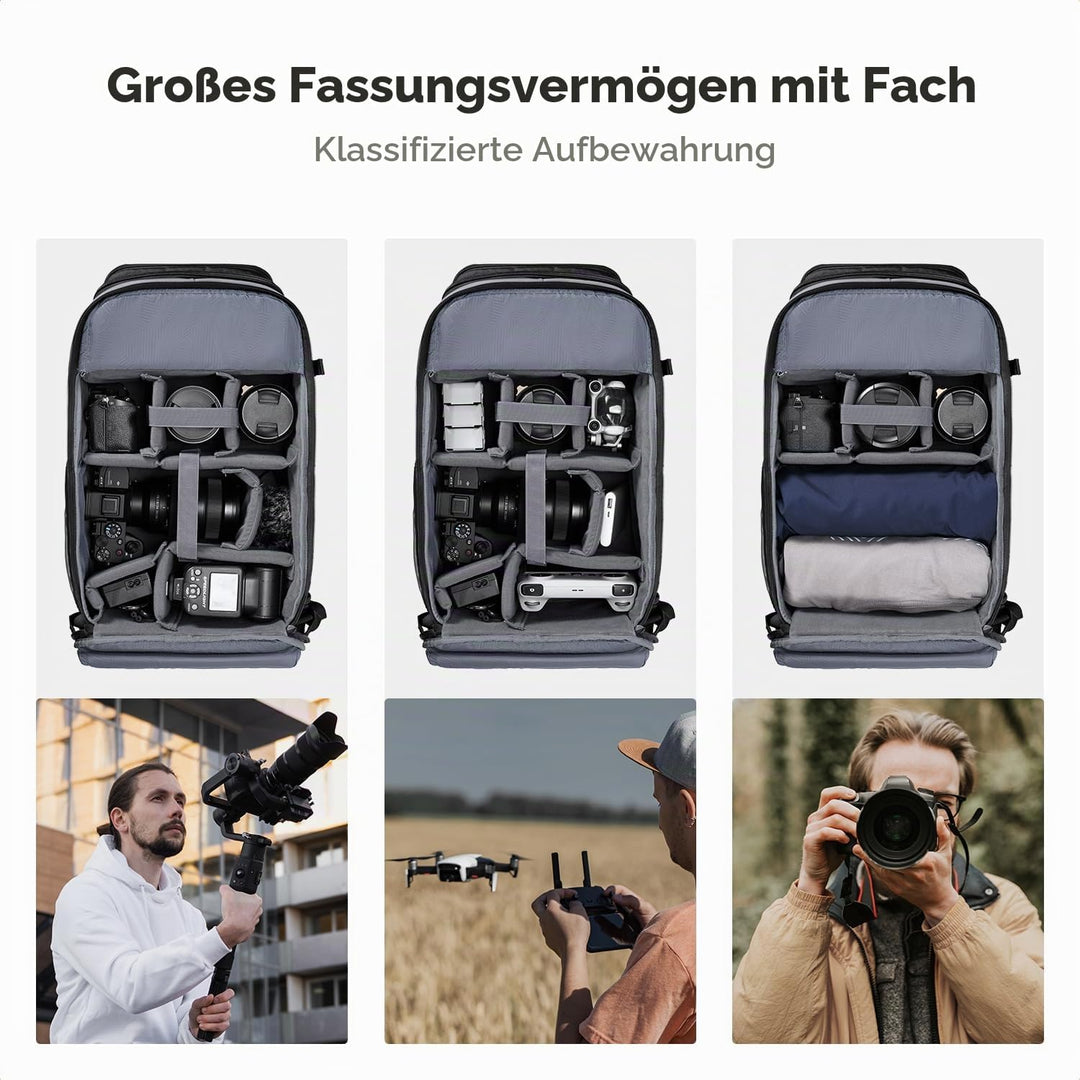 K&F CONCEPT Professionelle Kamerarucksack 25L,Grosse Fotorucksack Wasserdichte, Camera backpack für