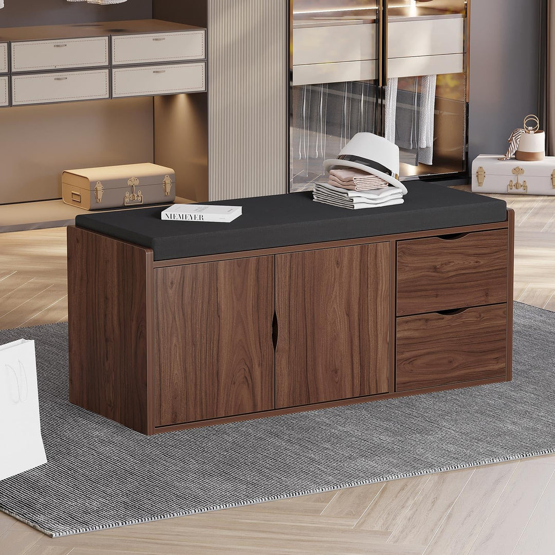 LVB Schubladen Schrank, Industrie-Schuh für Foyer Eingang Wohn-Schlafzimmer, Walnuss Eiche, 101 cm,