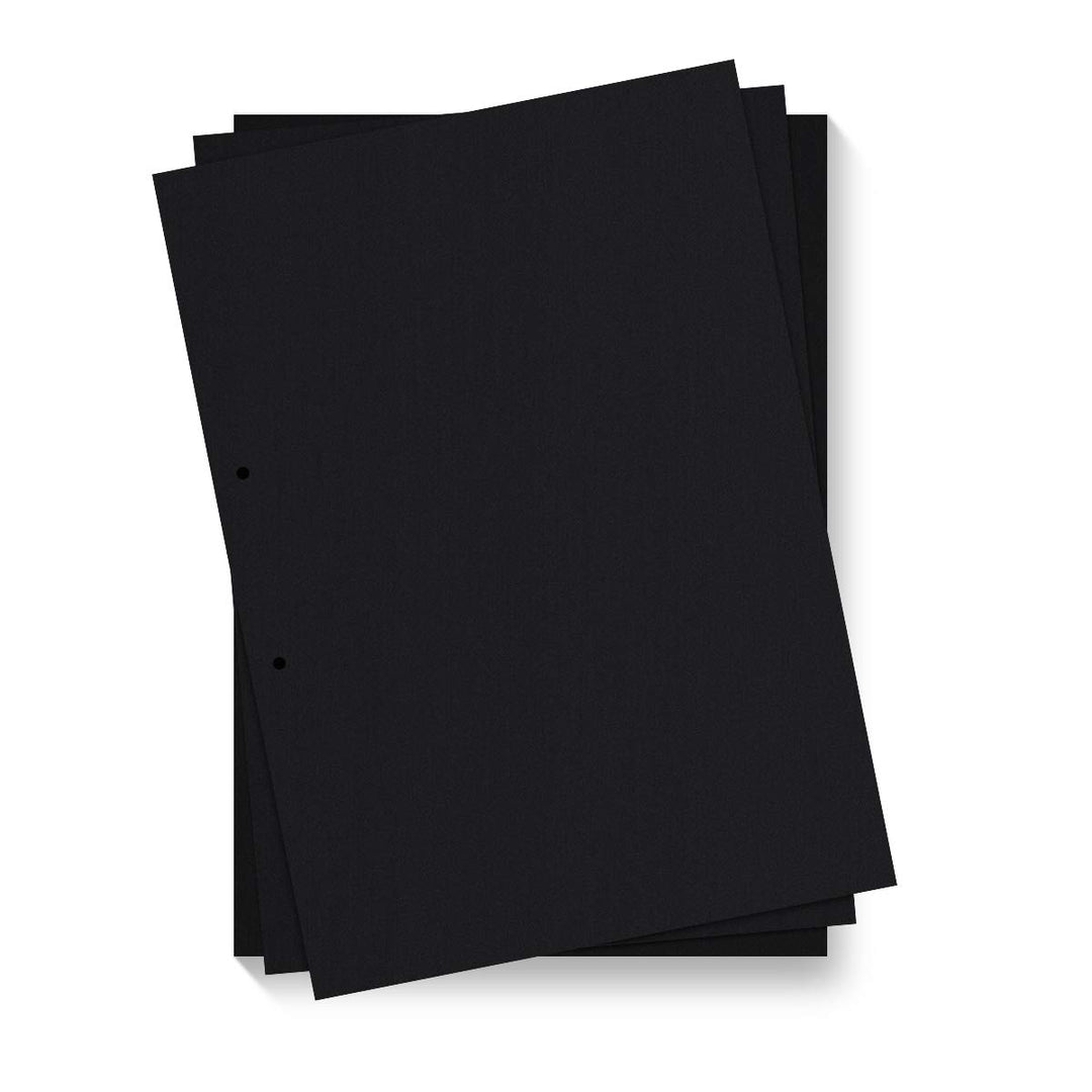 50 x Extra Blätter Fotokarton 300g/qm gelocht DIN A4 hoch 210 x 297 mm - Schwarz DIN A4 hoch (210 x