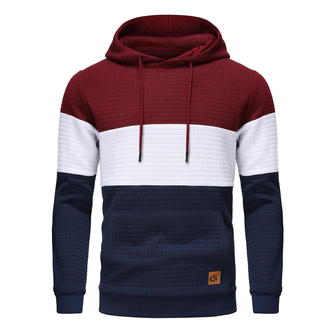 YuKaiChen Herren Pullover Herren Patchwork Hoodie Langarm Jacquard Kaputzenpullover Farbblock Sweats