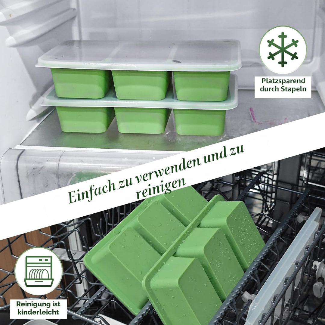 Kamehame Suppen Einfrieren Behälter Silikon 250ml 2 Stück Silikon Gefrierform mit Deckel Super Cube