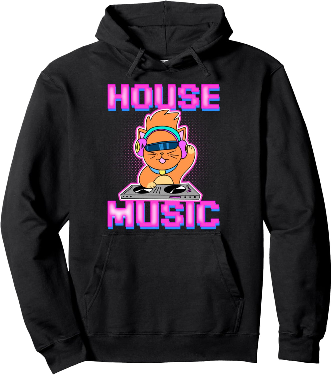 House Musik-Design-Katzen-DJ Pullover Hoodie