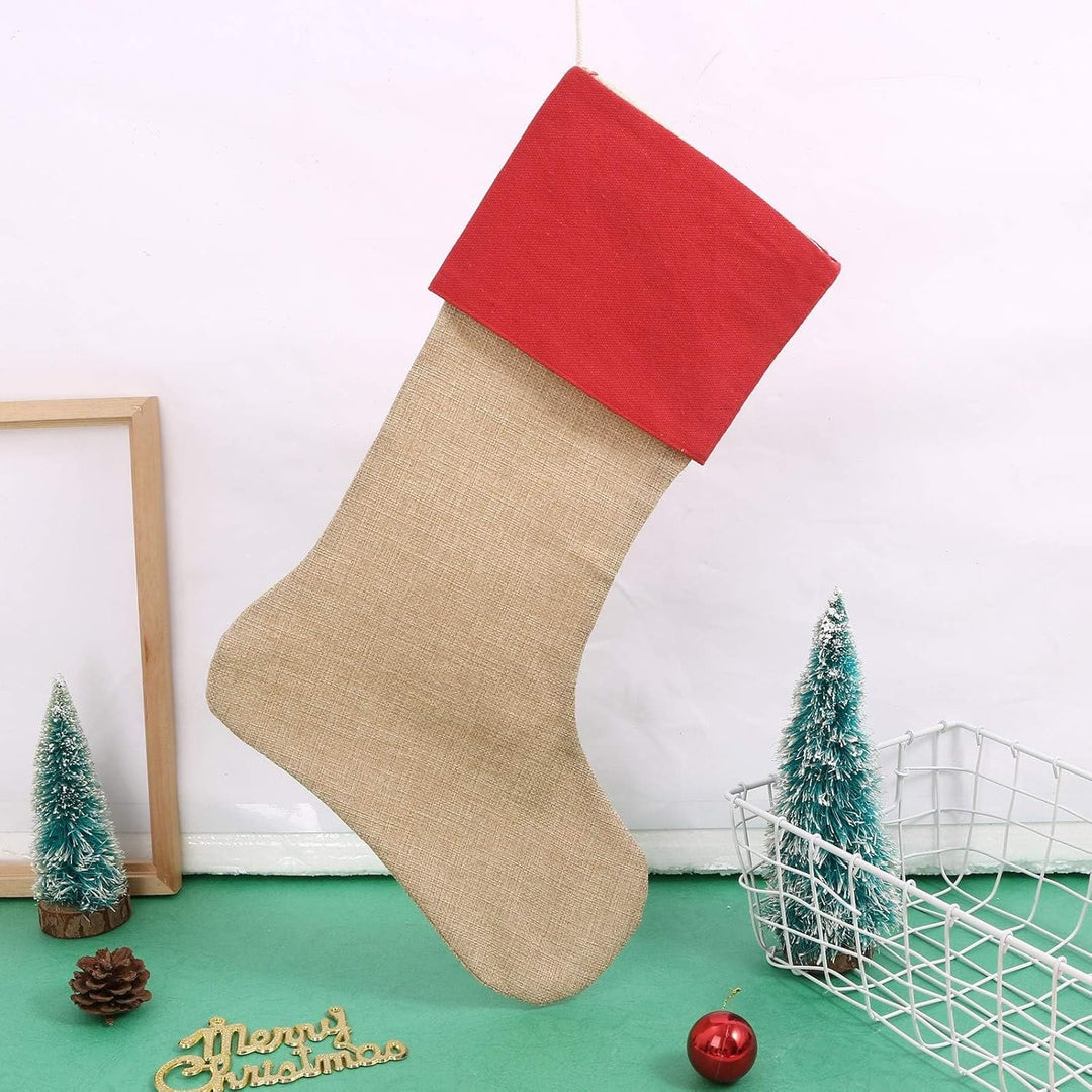 JiJiRuDU Sackleinen Weihnachtsstrumpf Weihnachten Socken Sackleinen Geshenkbeutel Weihnachtsdekorati