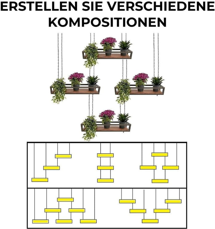 yelloo FLOWERS Hängendes Deckenregal mit Blumenketten für vertikale Garten Getränkehalter Flaschen B