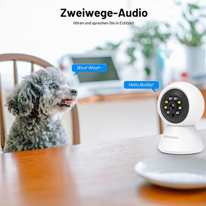 VSTARCAM WLAN Überwachungskamera Innen – 360° Pan/Tilt Kamera 3MP Full HD mit Nachtsicht, Bewegungse