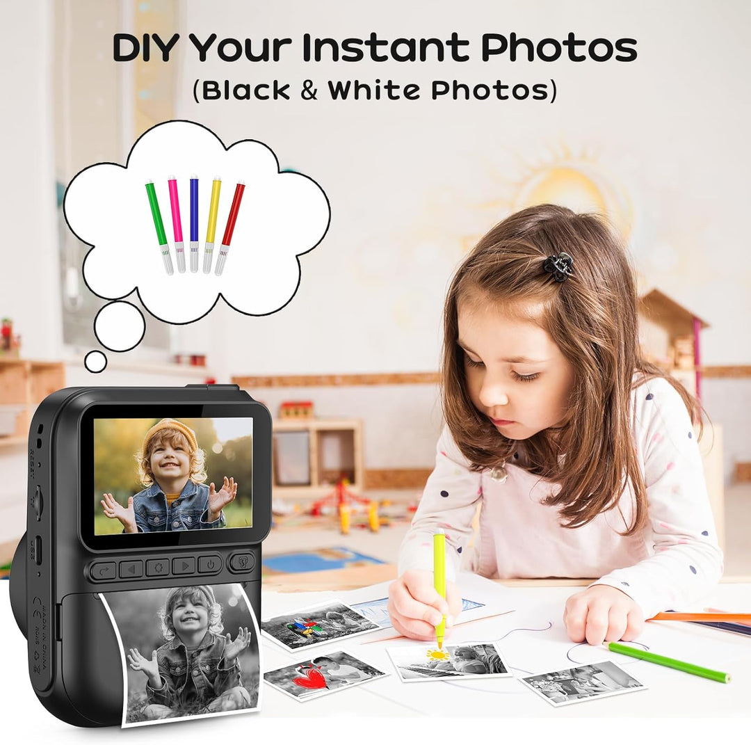 Sofortbildkamera Kinder,14MP 3.0 Zoll Bildschirm Kinderkamera Sofortbildkamera mit 32G Karte, 1080P