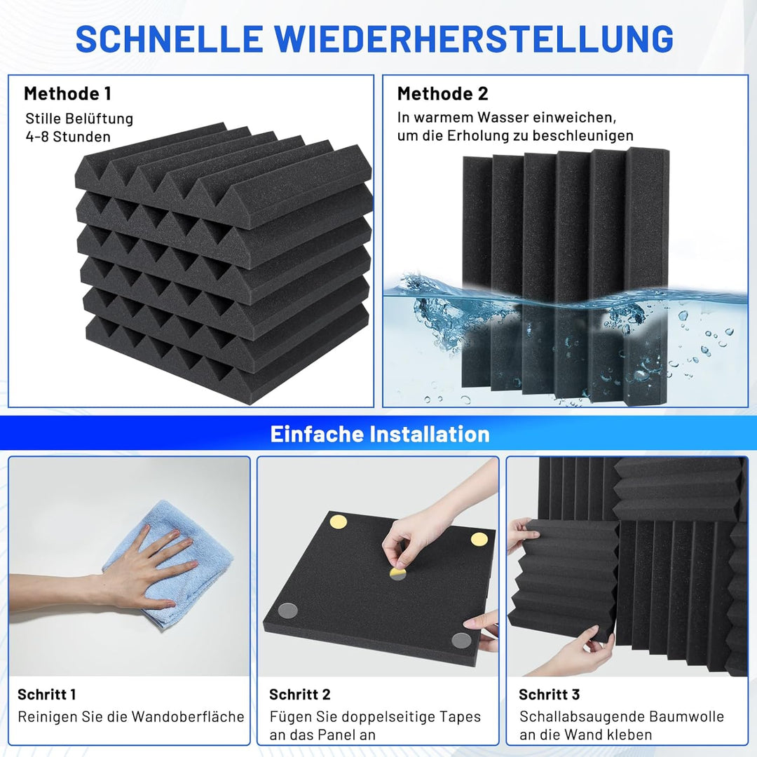 50 Stück Akustikschaumstoff Schalldämmung, 5 X 30 X 30CM (2" X 12" X 12") Schalldämmung Schallschutz