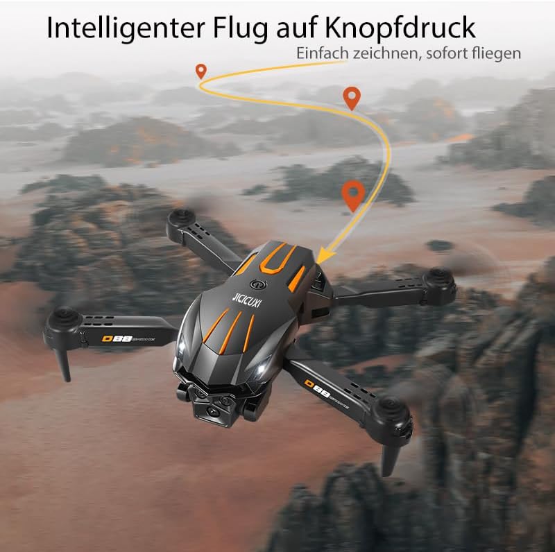 Drohne mit Kamera 4K, Faltbare Mini Drohne mit kameraür Anfänger, Dual-Kameras, 2 Akkus für längere