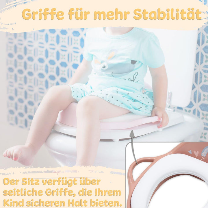 Kinder Toilettensitz mit Sitzpolsterung und Griffen! Toilettenaufsatz für Kinder ab 2 Jahre mit Anti