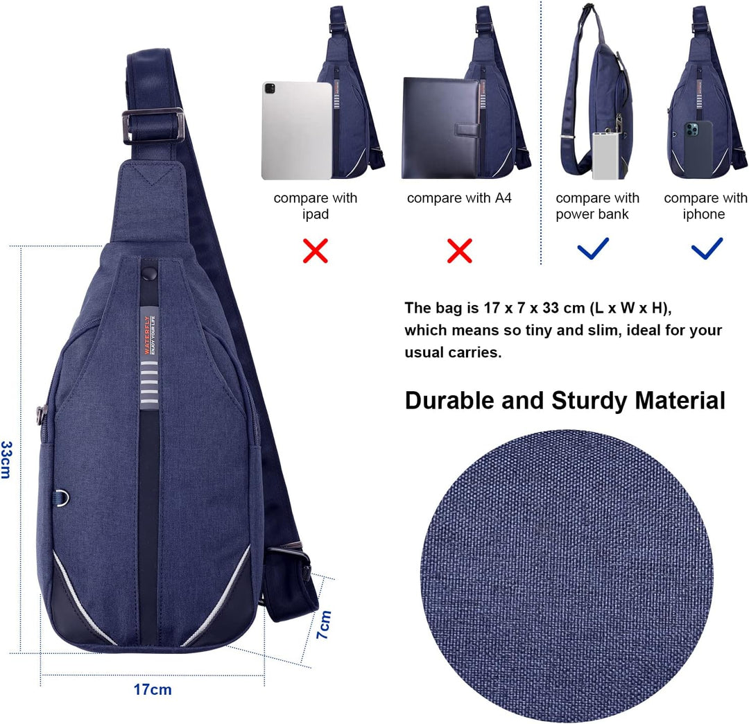 WATERFLY Anti-Diebstahl Sling Bag für Damen und Herren Brusttasche Hippie Crossbody Bag Multipurpose