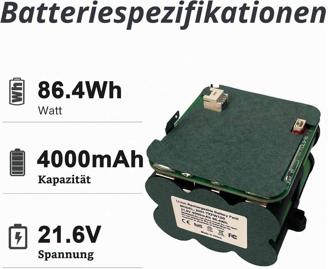 Ersatz akku für Tineco Floor ONE S5 PRO 2/S5 Staubsauger Ersatz akku-21,6 Volt 4000mAh