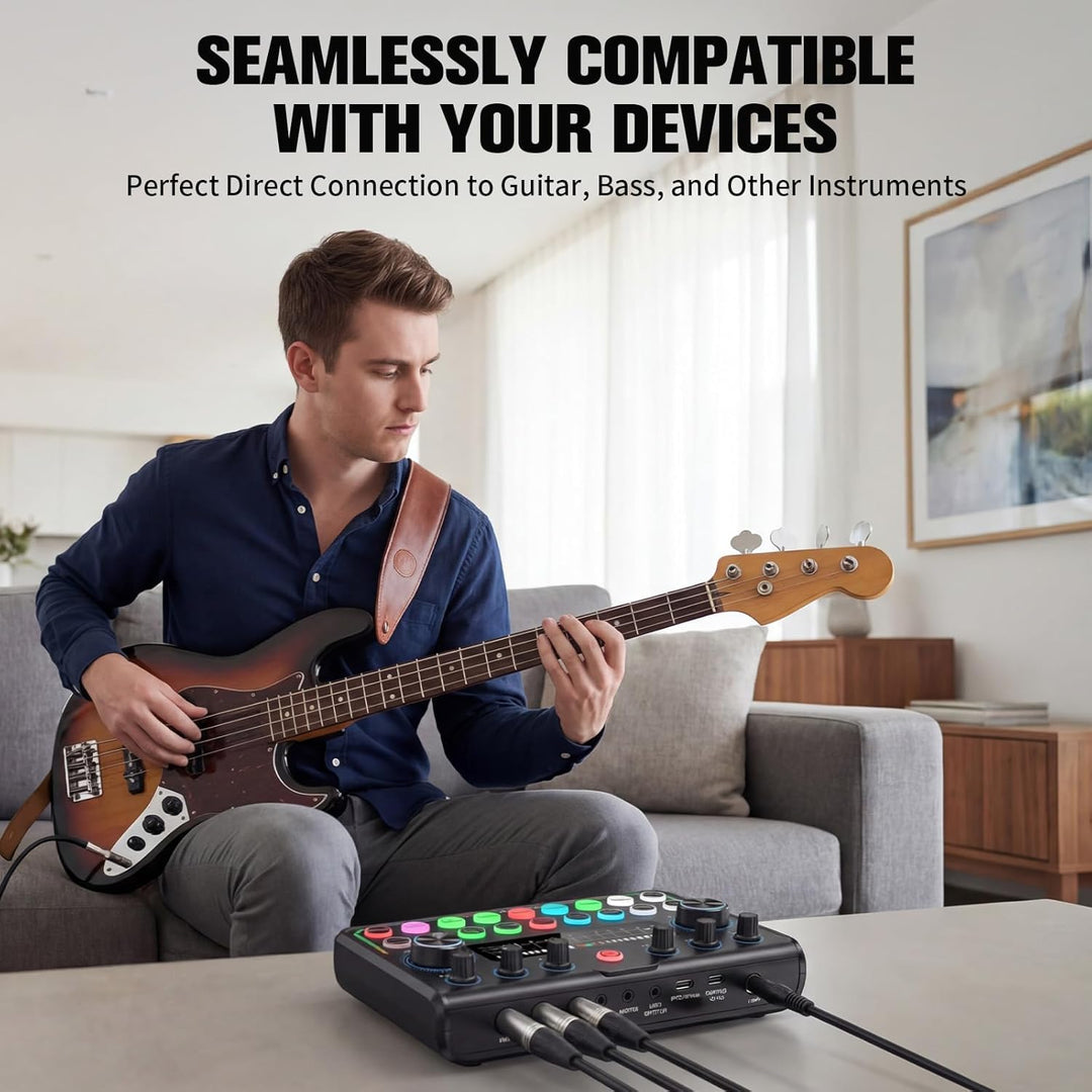 Podcast Equipment Bundle - Podcast Mikrofon Set, Mixer Kit mit Live Soundkarte, for Streaming Singin