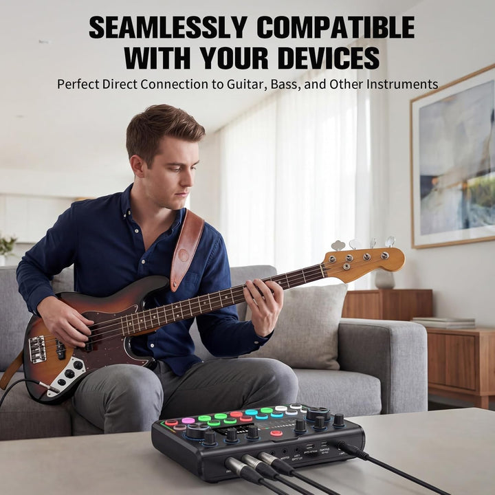 Podcast Equipment Bundle - Podcast Mikrofon Set, Mixer Kit mit Live Soundkarte, for Streaming Singin
