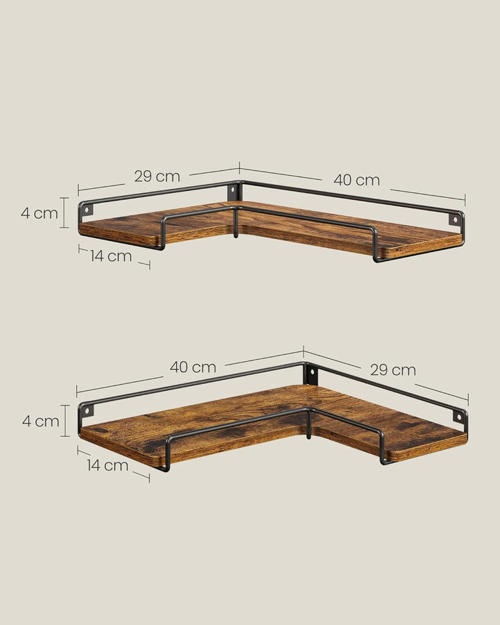 VASAGLE L-förmiges Eckregal, 3er Set, Wandregal, Industrie-Design, für Wohnzimmer, Schlafzimmer, Küc