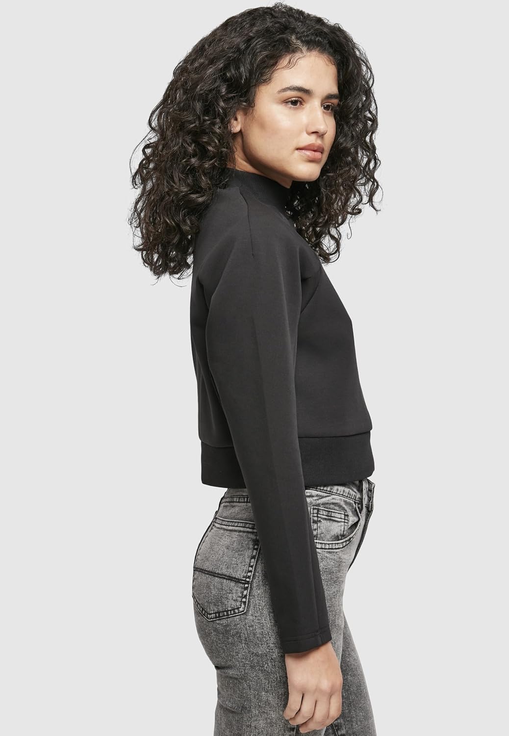 Urban Classics Damen Tb3782-ladies Interlock Short Turtleneck Crew Sweatshirts XS Schwarz, XS Schwar