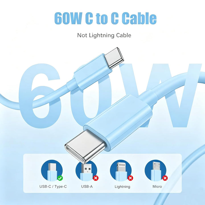 2Pack USB C Ladegerät Ladekabel für iPhone 17/17 Pro/16 Pro Max/15 Pro/15 Plus, iPad, MacBook, Samsu