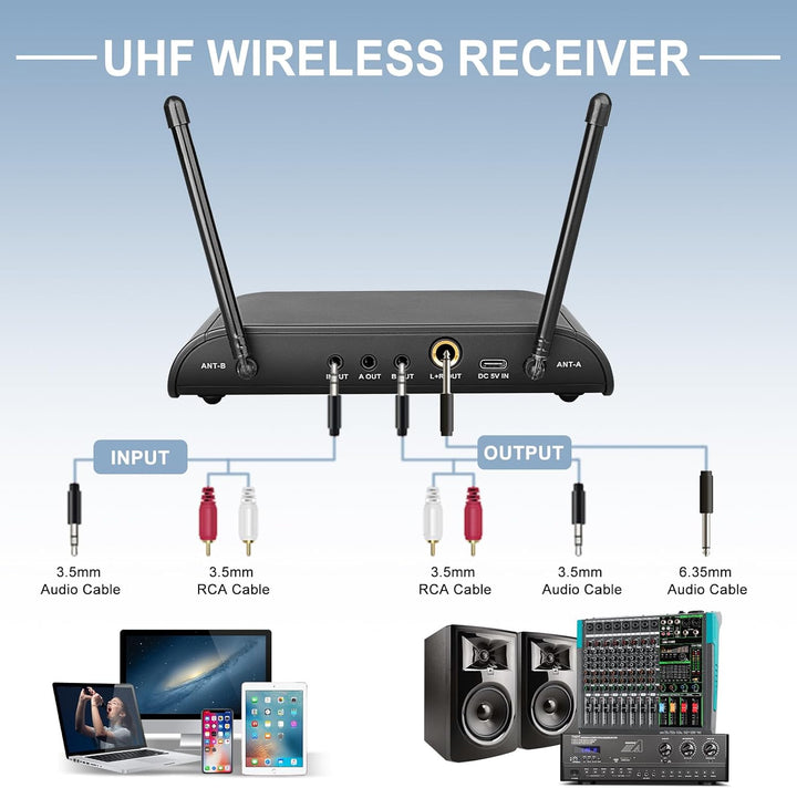 Depusheng R4-Pro Karaoke-Funkmikrofone, professionelles 4-Kanal-Handmikrofonsystem, dynamisches Meta