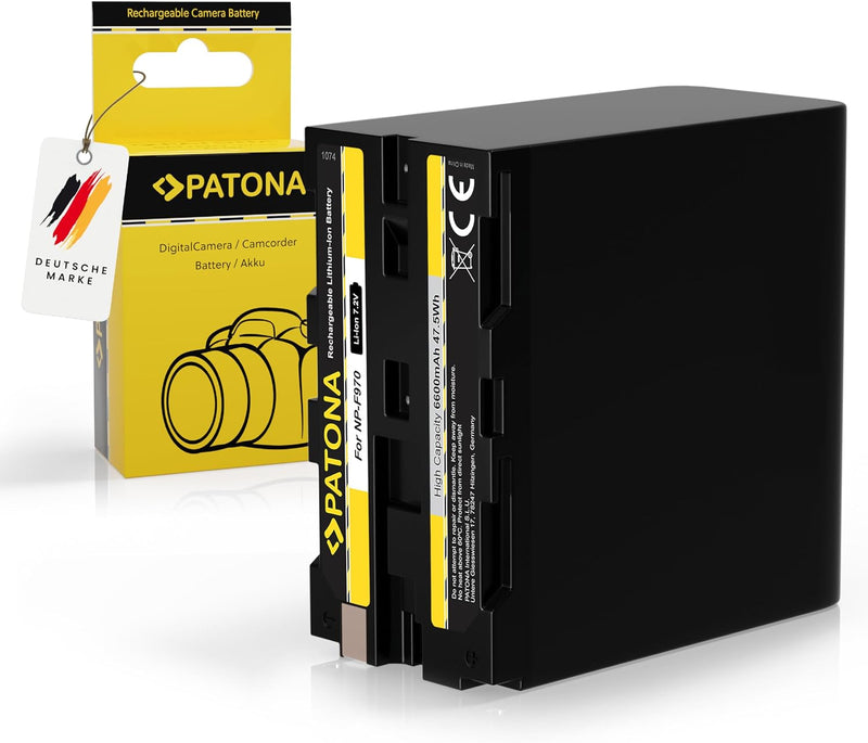 PATONA Ladegerät + Akku NP-F970 6600 mAh, 7.2 V kompatibel mit Sony Camcorder CCD-TR, CCD-TRV, DCR-T