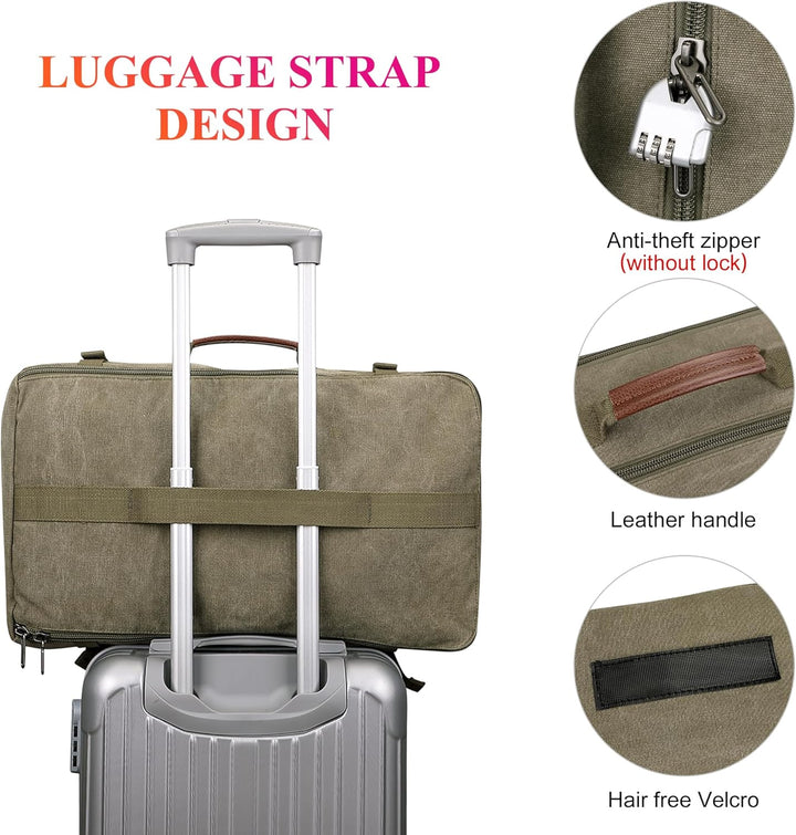 WITZMAN Vintage Canvas Rucksack Laptop Reiserucksack Herren Convertible Reisetasche Rucksäcke 17 Zol