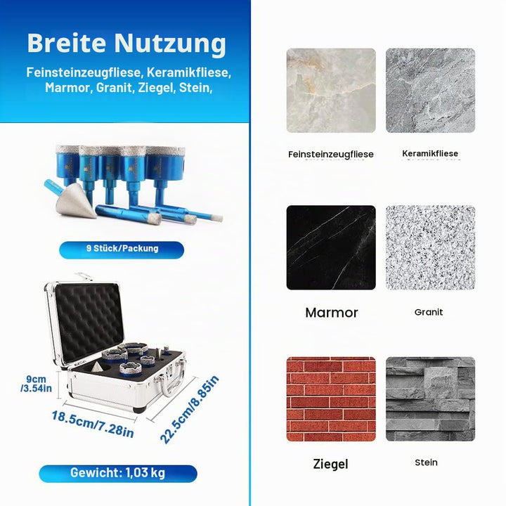 Diamant Trockenbohrer Fliesenbohrer set - BRSCHNITT Diamantbohrer Lochsäge für Fliesen Porzellan Ker