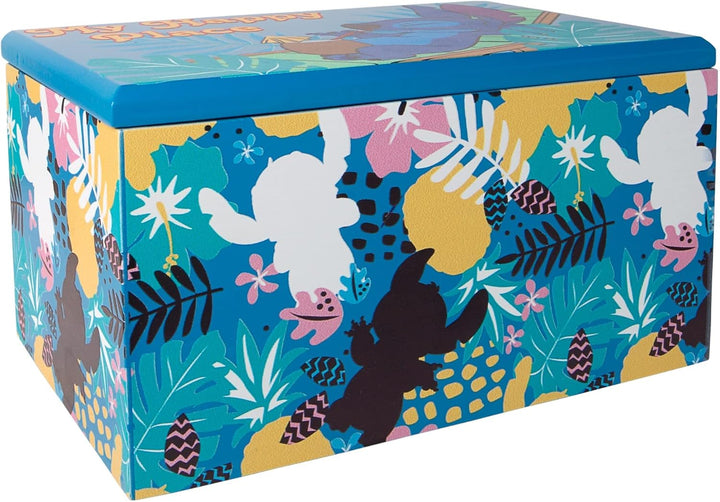 Disney Lilo and Stitch "My Happy Place" Silk Screen Print Blue Jewelry Box Jewelry Organizer, Offici