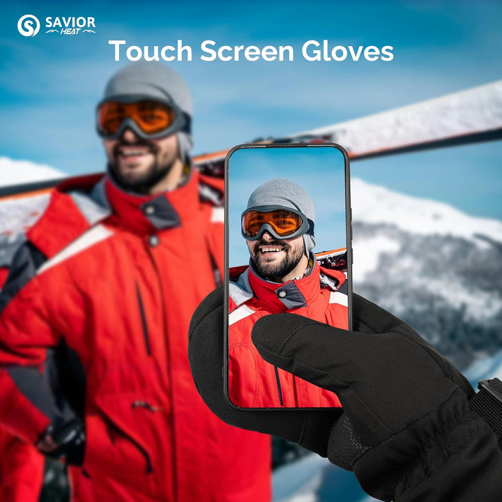SAVIOR HEAT Beheizte Handschuhe Fäustlinge Männer Frauen, Elektrisch wiederaufladbare Batterie Ski S