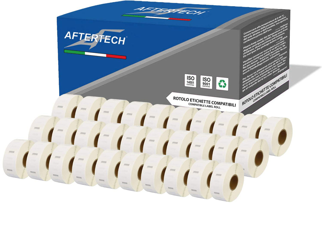 Aftertech 30 x 2525, 25 x 25 mm, kompatible Etiketten/Rolle = 22500 insgesamt) für Dymo LabelWriter