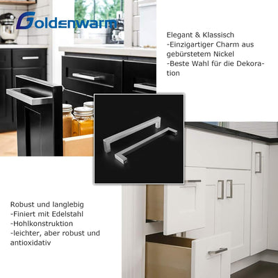 15x Goldenwarm® Möbelgriffe Lochabstand 96mm - Stangengriff Schrankgriffe Moebelgriffe 96mm Edelstah