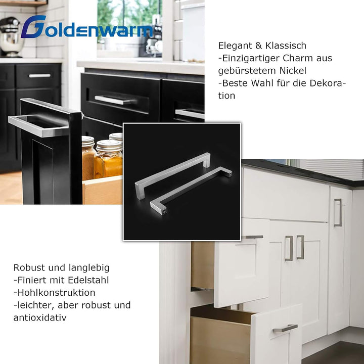 20x Goldenwarm® Möbelgriff Edelstahl Gebürstet Schrankgriffe Schubladengriffe Küchenschrank 128mm St