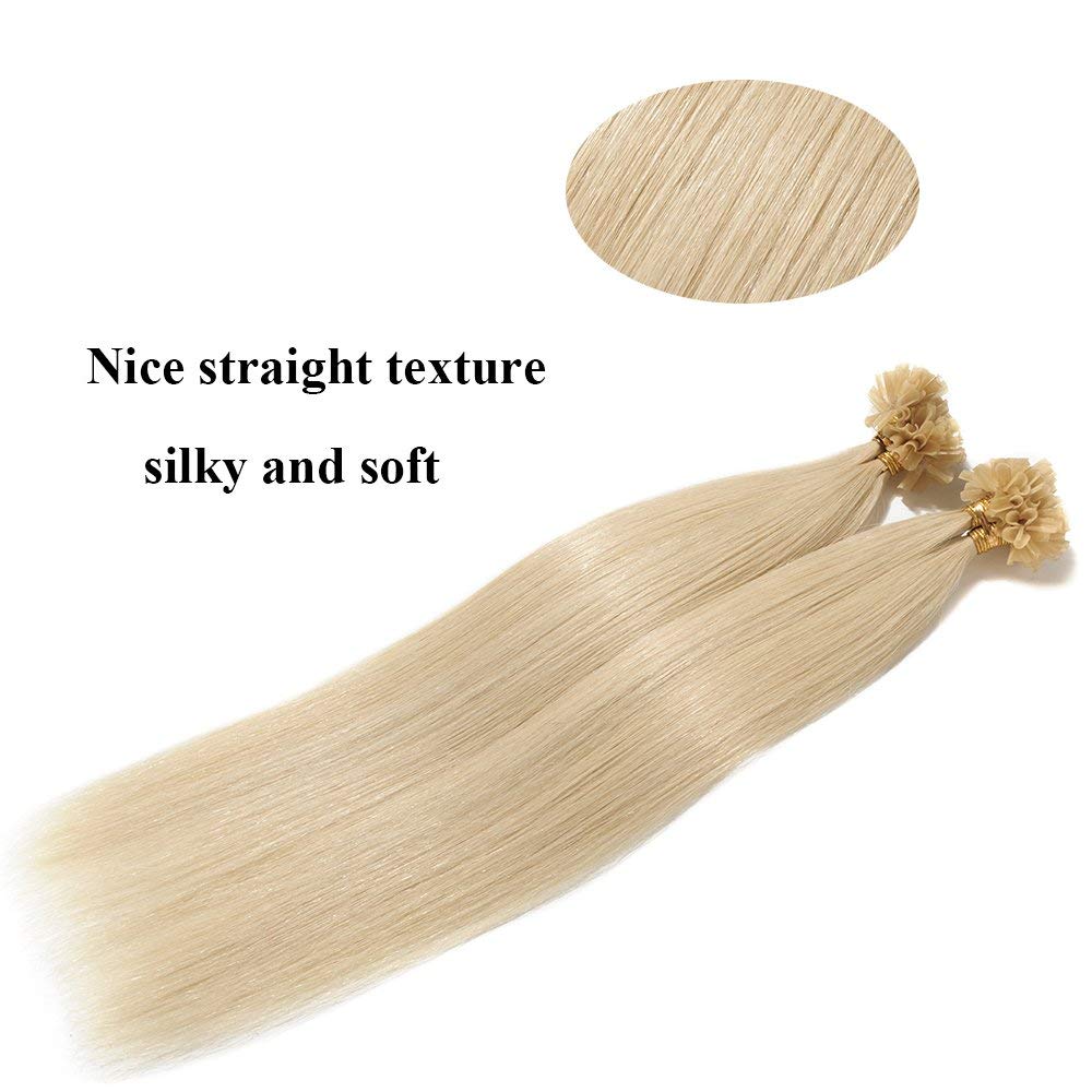 SEGO Extensions Echthaar Bondings Haarverlängerung Keratin U-Tip Human Hair 200 Strähnen Platinumblo