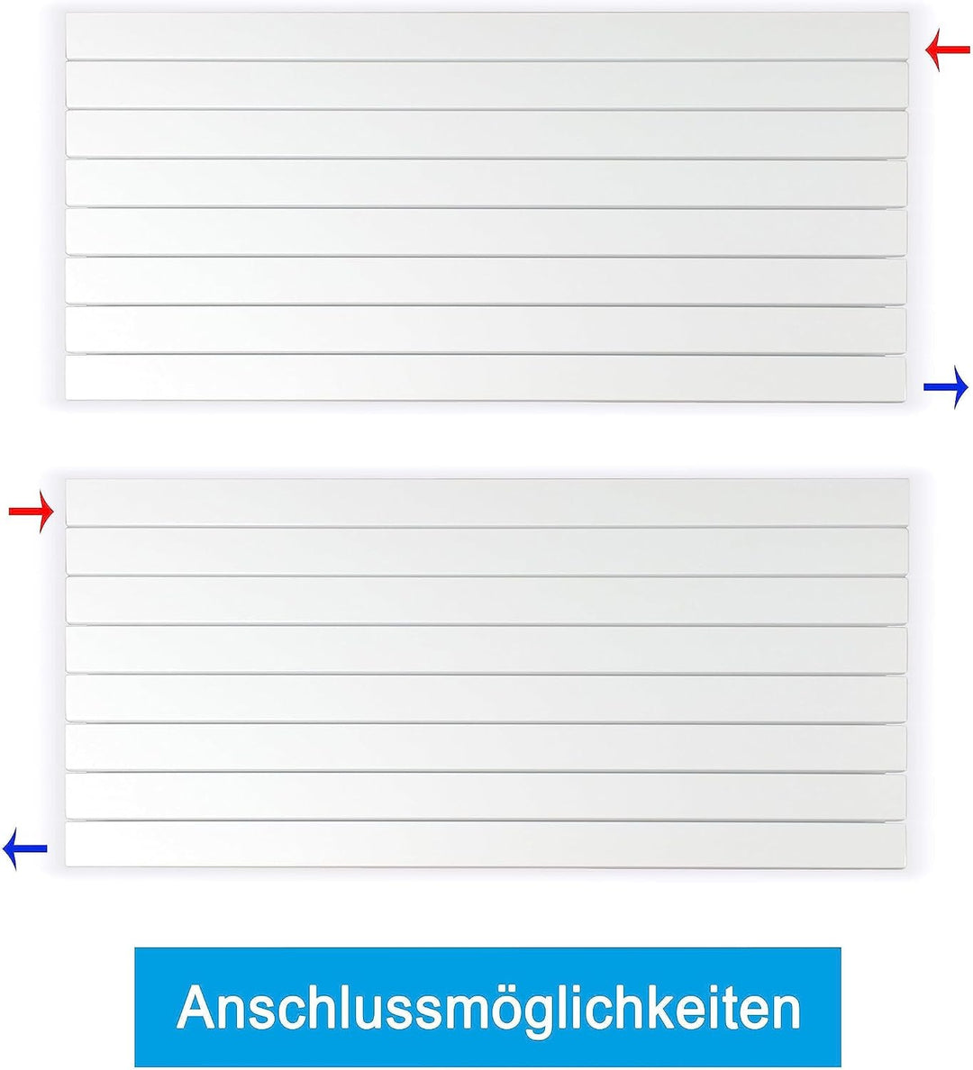 Paneelheizkörper Heizkörper Badheizkörper horizontal 298 x 1400 seitlicher Anschluss (469 Watt nach