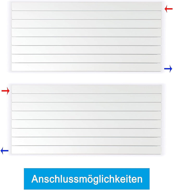 Paneelheizkörper Heizkörper Badheizkörper horizontal 298 x 1400 seitlicher Anschluss (469 Watt nach
