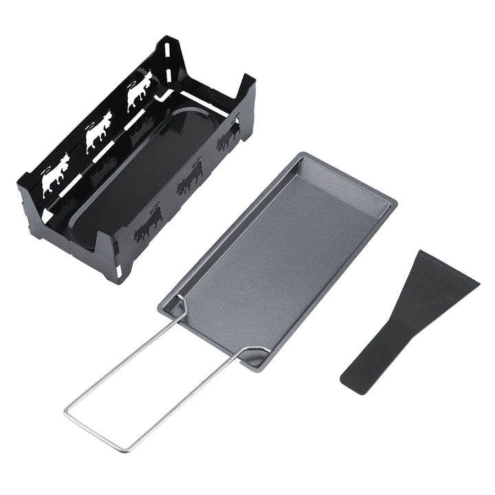 Kohlenstoffstahl,Tragbares Mini-Käse-Raclette-Set Mit Antihaftbeschichtung, Mit Kerze Beheizt, Leich