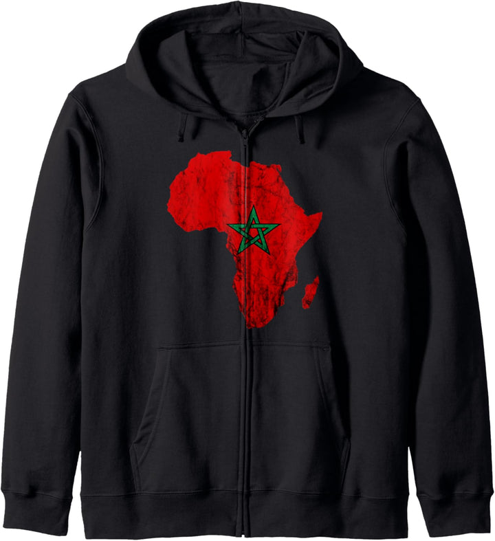 Afrika Karte Umriss Marokkanische Flagge Marokko Reise Kapuzenjacke