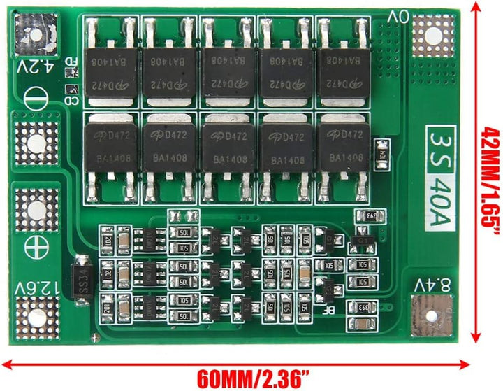 5 Stück 3S 40A 11.1V 12.6V 18650 Lithium Batterie Schutzplatine Verbesserte Version