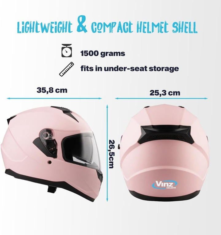 VINZ Kennet Integralhelm mit Sonnenblende | Motorrad Helm Vollvisierhelm Mopedhelm | Motorradhelm Fu