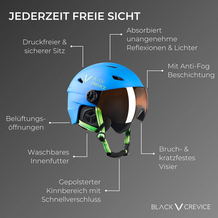 Black Crevice Skihelm St. Anton 2 I Skihelm mit Visier im Pilotenstyle I Skihelm Herren &amp; Damen I Un