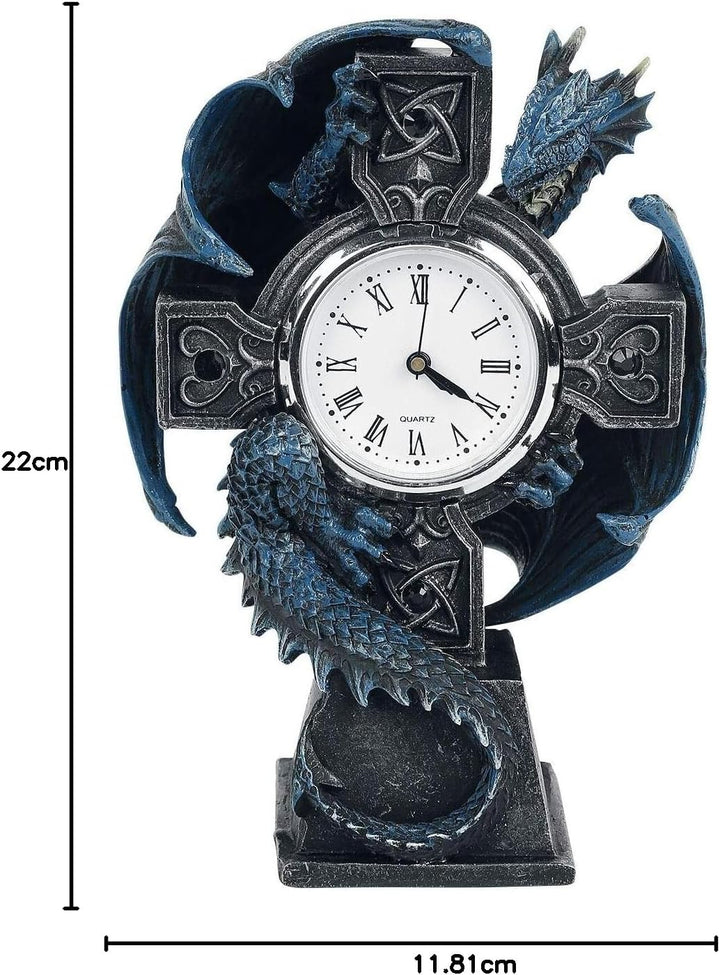 Nemesis Now B3602J7 Draco Uhr Anne Stokes 17,8 cm, Harz, Blau, Einheitsgrösse