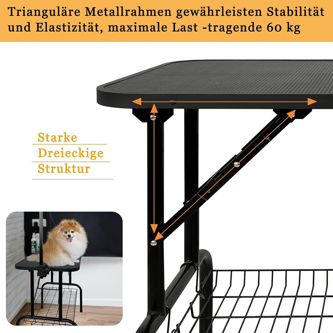 AufuN Trimmtisch für Hunde Schertisch, 80x46x76 cm Stabil Hundepflegetisch klappbar, höhenverstellba