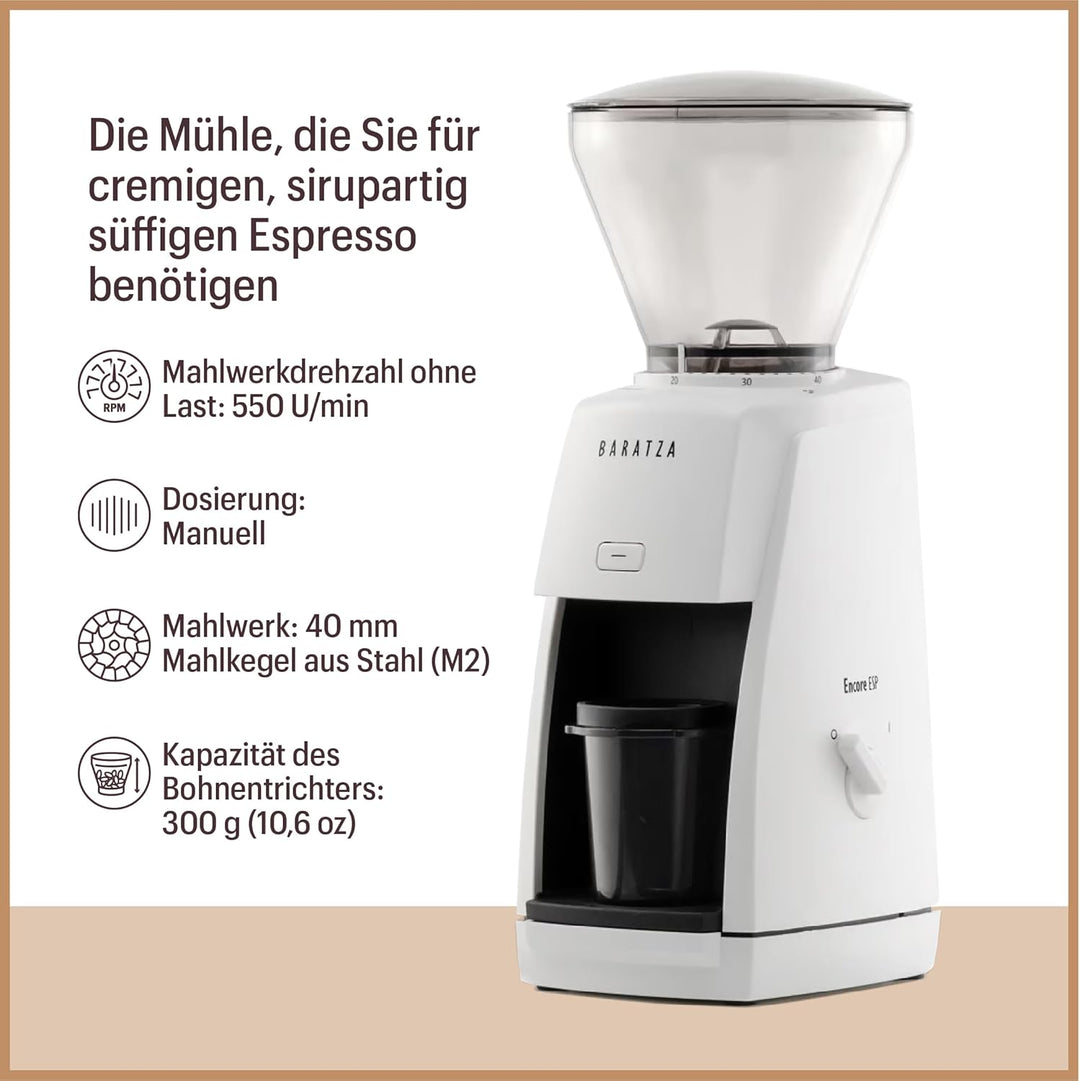 Baratza - Encore ESP 230V Kaffeemühle - Elektrische Kaffeemühle mit Mahlwerk, Schwarz, Schwarz