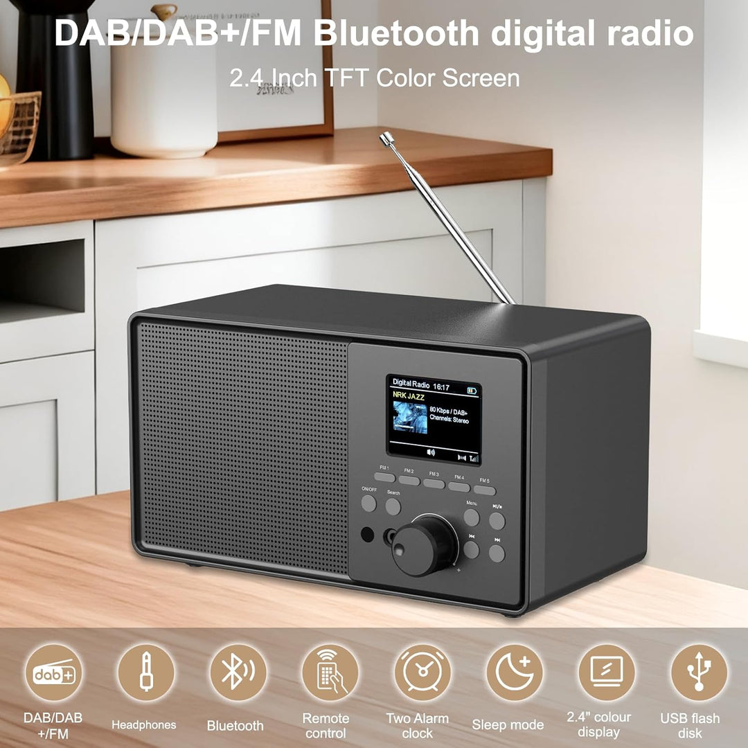 DAB+/FM Digitalradio mit Bluetooth 5.0,DAB Plus Nostalgie Radio,Küchenradio Vintage-Radiowecker mit