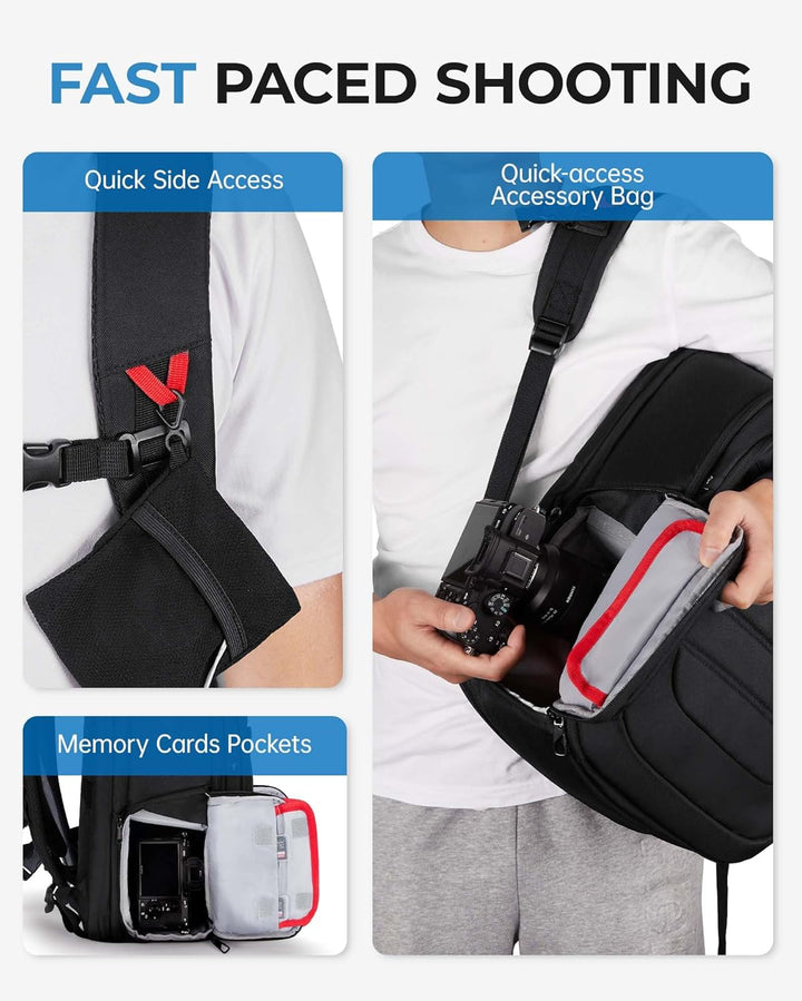 bagsmart Kamerarucksack Spiegelreflex Kameratasche für Fotografen, Wasserdichter Fotografie Reiseruc