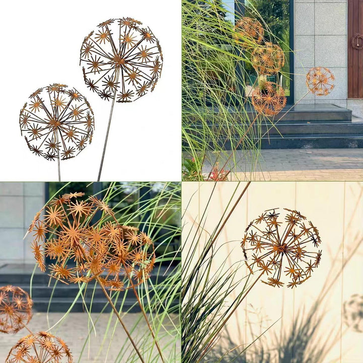 Gartendeko 2er Set Rost Deko für Garten Cortenstahl Gartenstecker Metall Blume Mohn Rostige Gartende