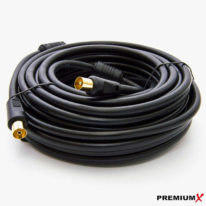 Premium X 30m Basic-LINE TV Antennenkabel IEC-Anschlusskabel Koaxial-Kabel mit Mantelstromfilter HDT