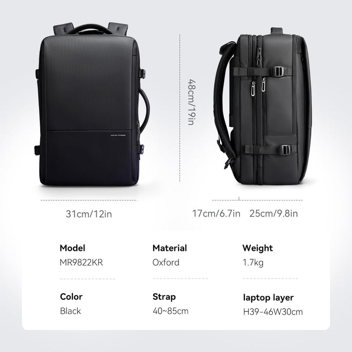 MARK RYDEN 30-45L Geschäftsreiserucksack, Erweiterte Umhängetasche, multifunktionaler Nass- und Troc