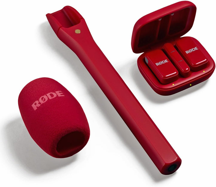 Rode Wireless Micro Drahtloses Mikrofon-System USB-C Rot mit Interview Micro Handadapter Rot und kee
